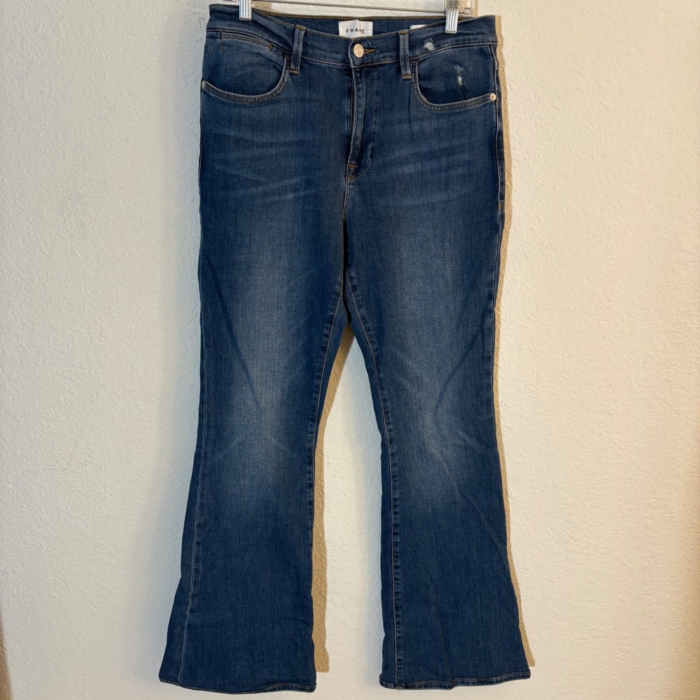 Frame Le High Flare Jeans Size 32 Blue